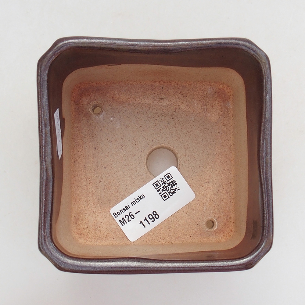 Ceramiczna miska na bonsai 9 x 9 x 7 cm, brązowa