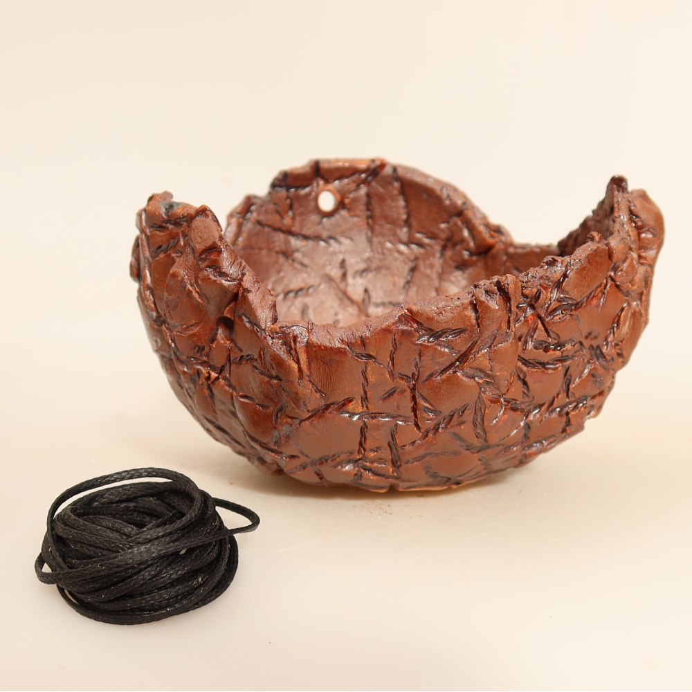 Ceramiczna skorupa do kokedamy 12,5 x 12 x 7 cm, kolor brązowy
