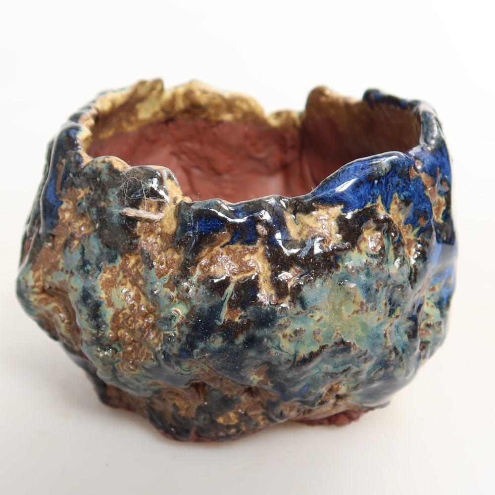 Ceramiczna skorupka  7 x 7 x 5,5 cm, kolor niebiesko-brązowy