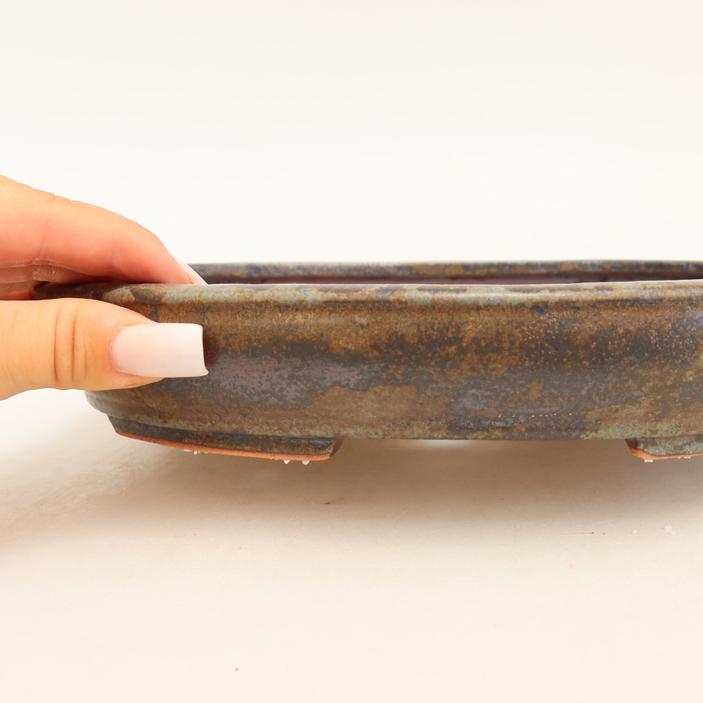 Ceramiczna miska na bonsai 24,5 x 20 x 4 cm, brązowa