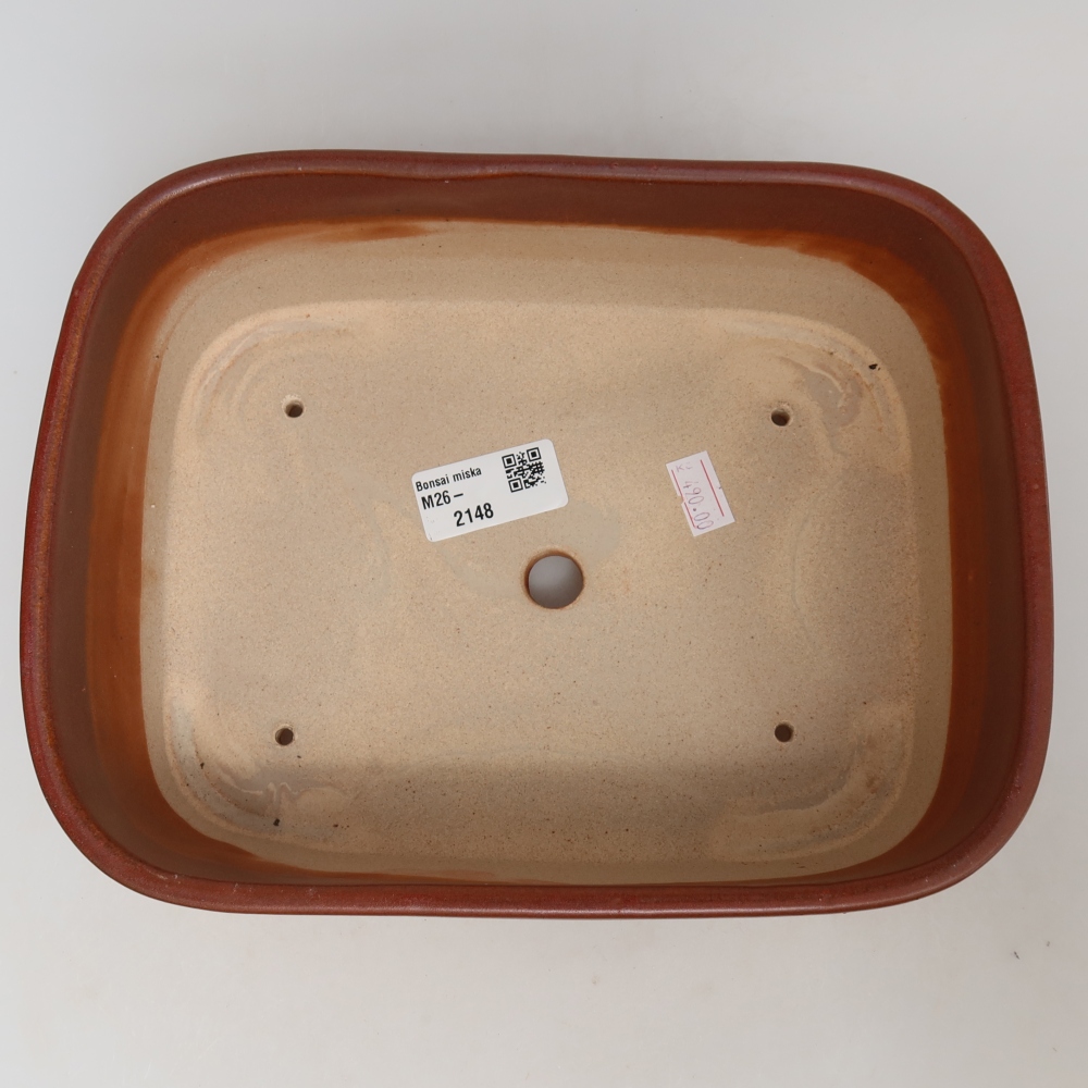 Ceramiczna miska do bonsai 23 x 17,5 x 7,5 cm, kolor bordowy