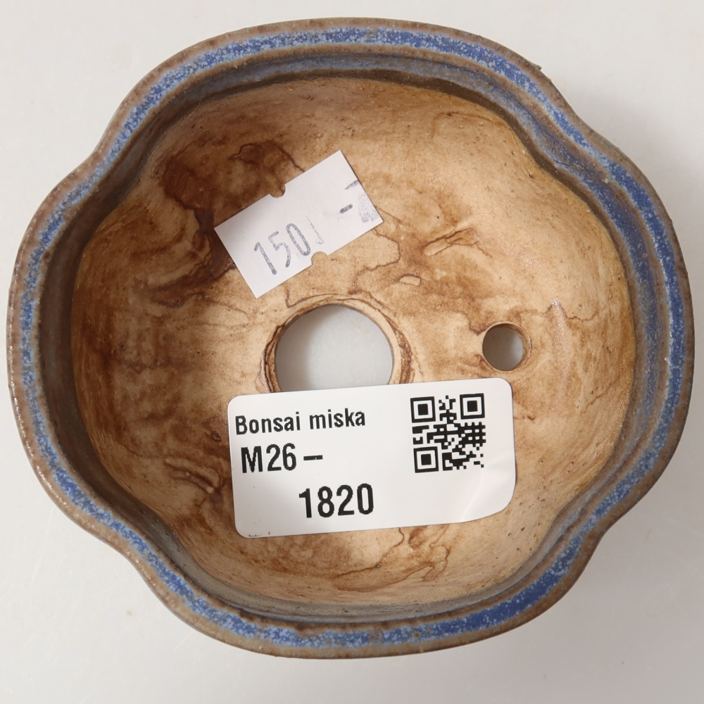 Ceramiczna miseczka do bonsai 8 x 7,5 x 3,5 cm, kolor niebieski