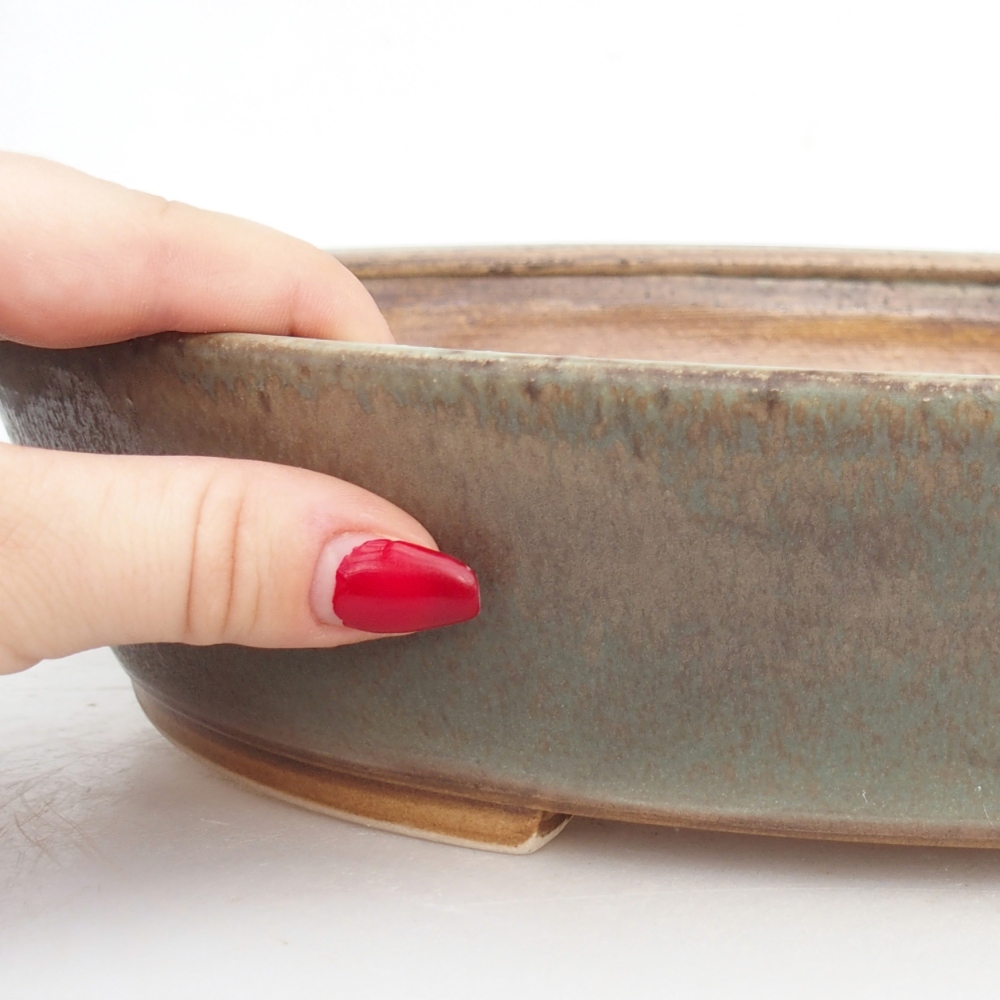 Ceramiczna miska do bonsai 31,5 x 28,5 x 6,5 cm, zielona