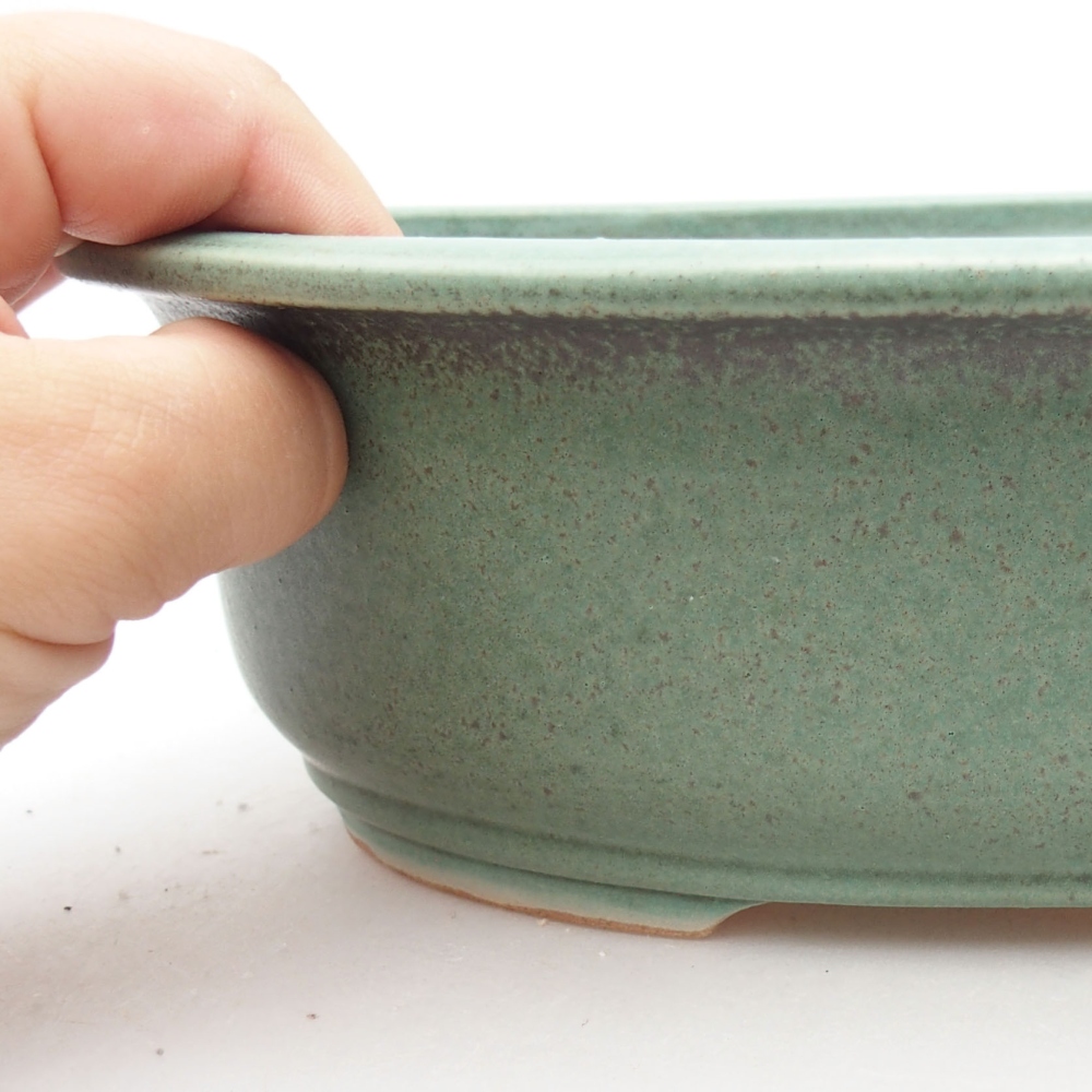 Ceramiczna miska bonsai 23 x 19,5 x 7 cm, kolor zielony