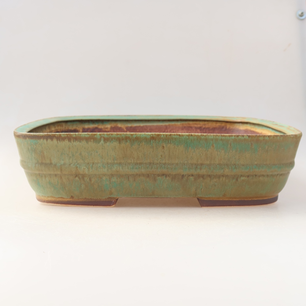 Ceramiczna miska do bonsai 29,5 x 24,5 x 7,5 cm, kolor zielony