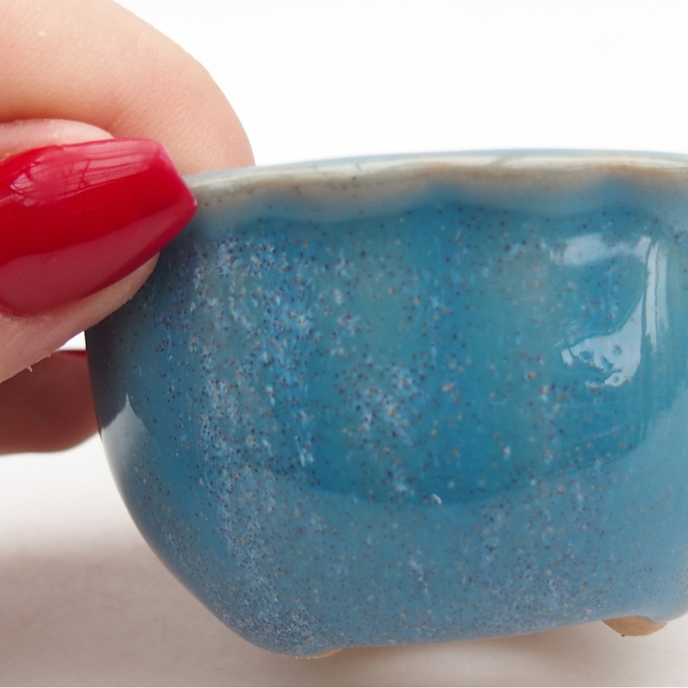 Ceramiczna miska na bonsai 7 x 8,5 x 3,5 cm, kolor niebieski