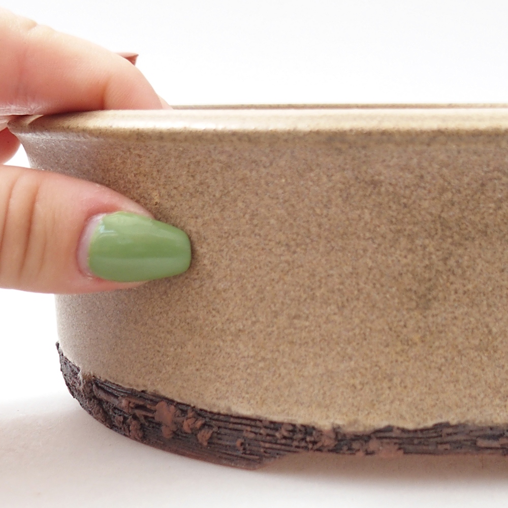 Ceramiczna miska na bonsai 17 x 17 x 6 cm, kolor beżowy