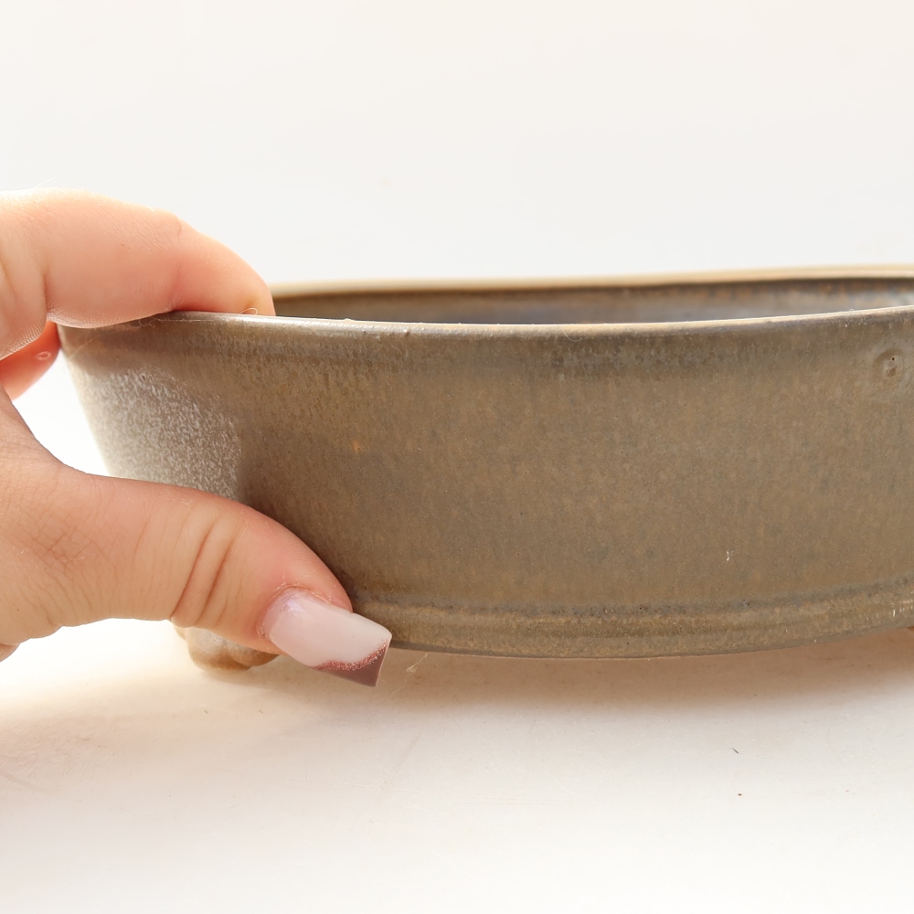 Ceramiczna miska do bonsai 21,5 x 21,5 x 6 cm, brązowa