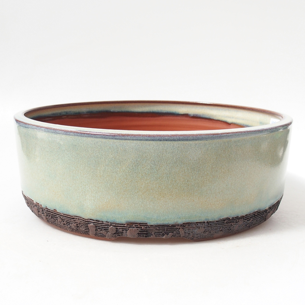 Ceramiczna miska bonsai 25 x 25 x 8 cm, kolor zielony