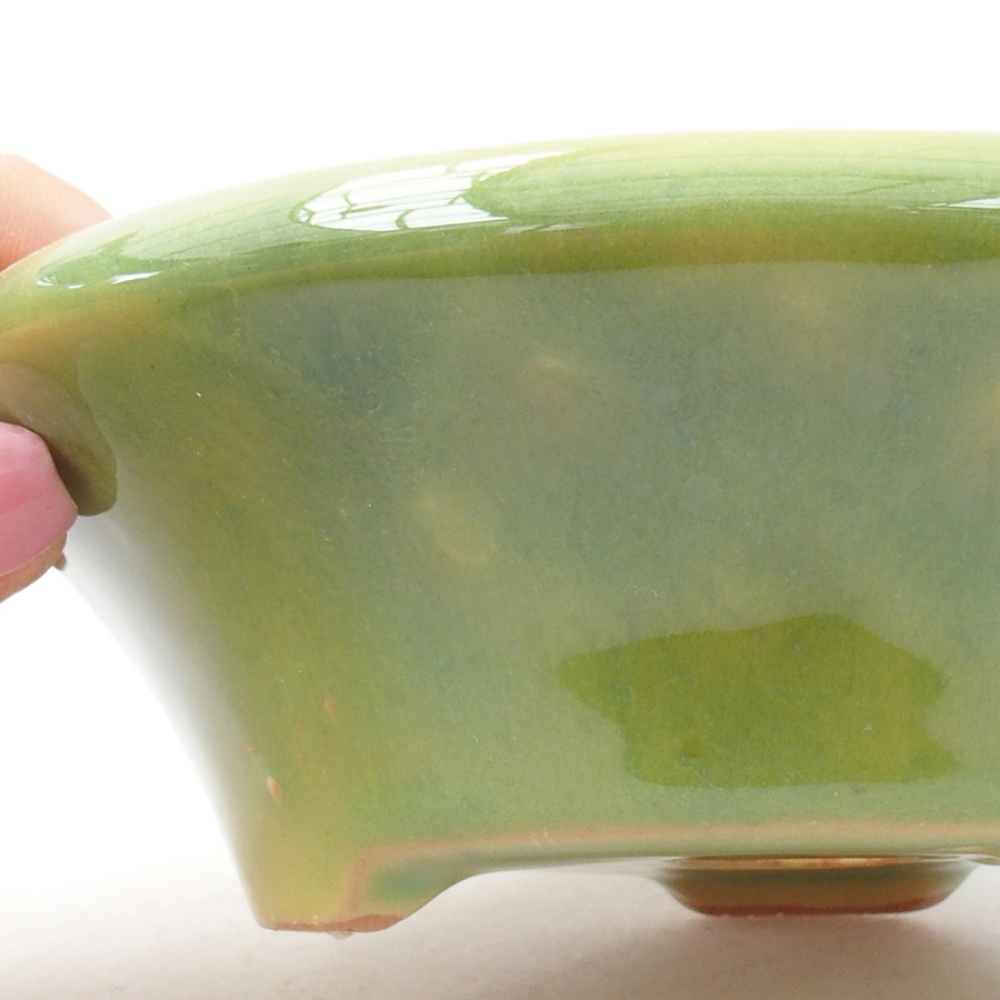 Ceramiczna miska bonsai 13,5 x 13,5 x 5 cm, kolor zielony