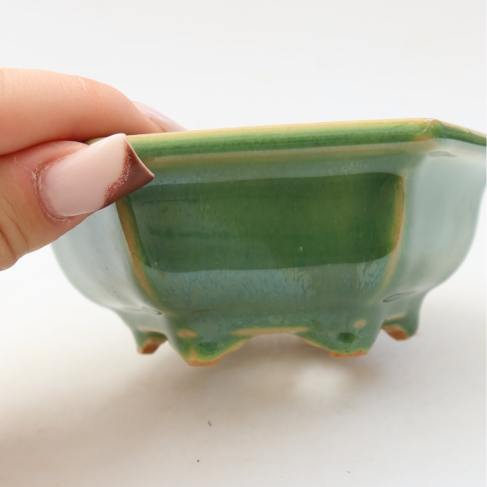 Ceramiczna miska do bonsai 12 x 10,5 x 4,5 cm, zielona