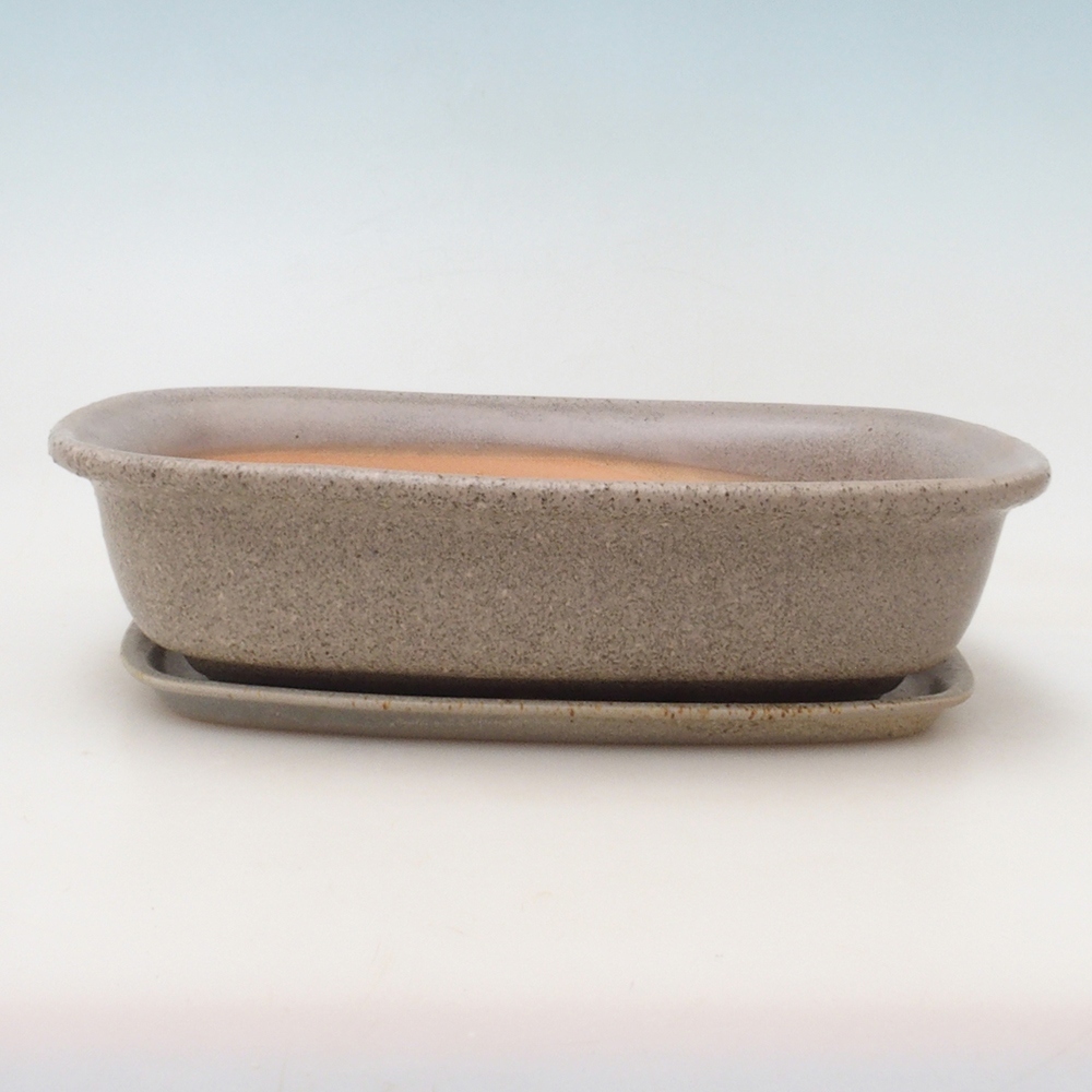 Miska do bonsai + podstawka H08 – 25 x 19,5 x 6 cm. – beżowa