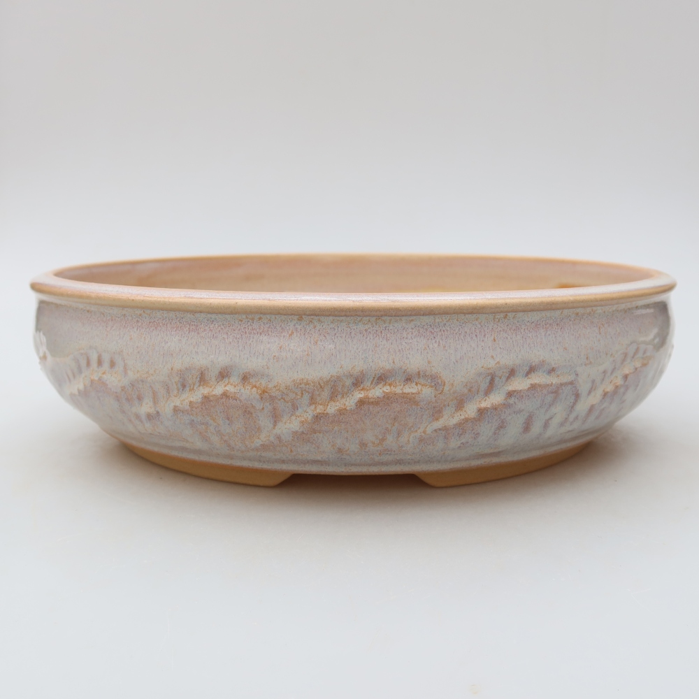 Ceramiczna doniczka do bonsai 25,5 x 25,5 x 6,5 cm, kolor beżowy