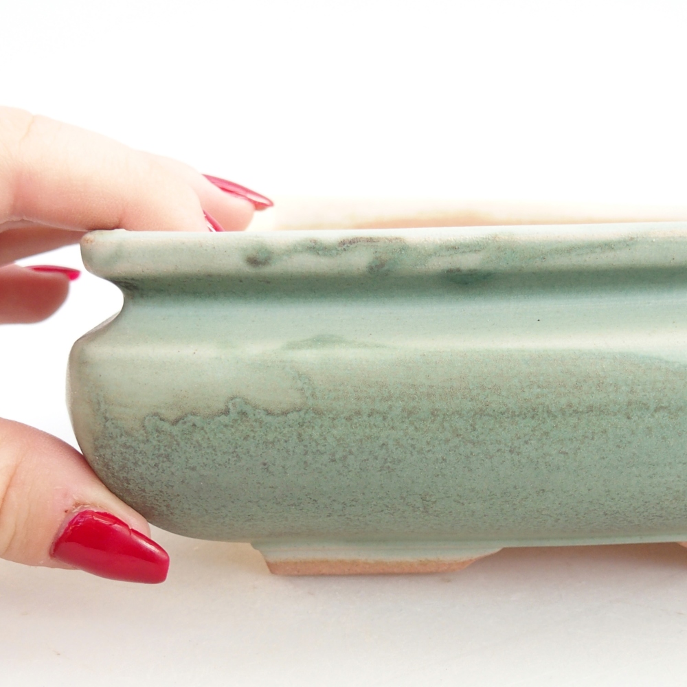 Ceramiczna miska do bonsai 15,5 x 15,5 x 6 cm, zielona