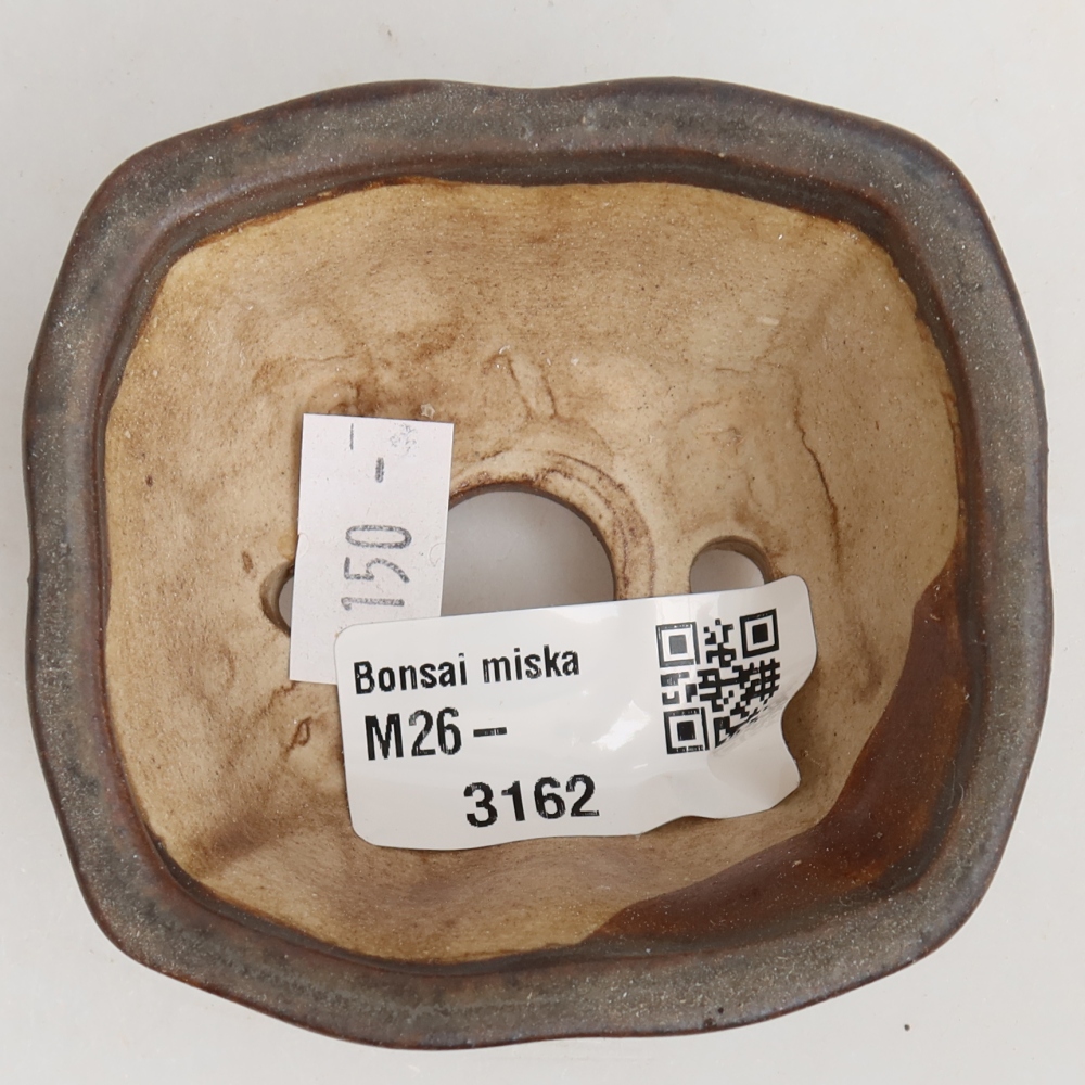 Ceramiczna miseczka do bonsai 7 x 7 x 3,5 cm, kolor brązowy