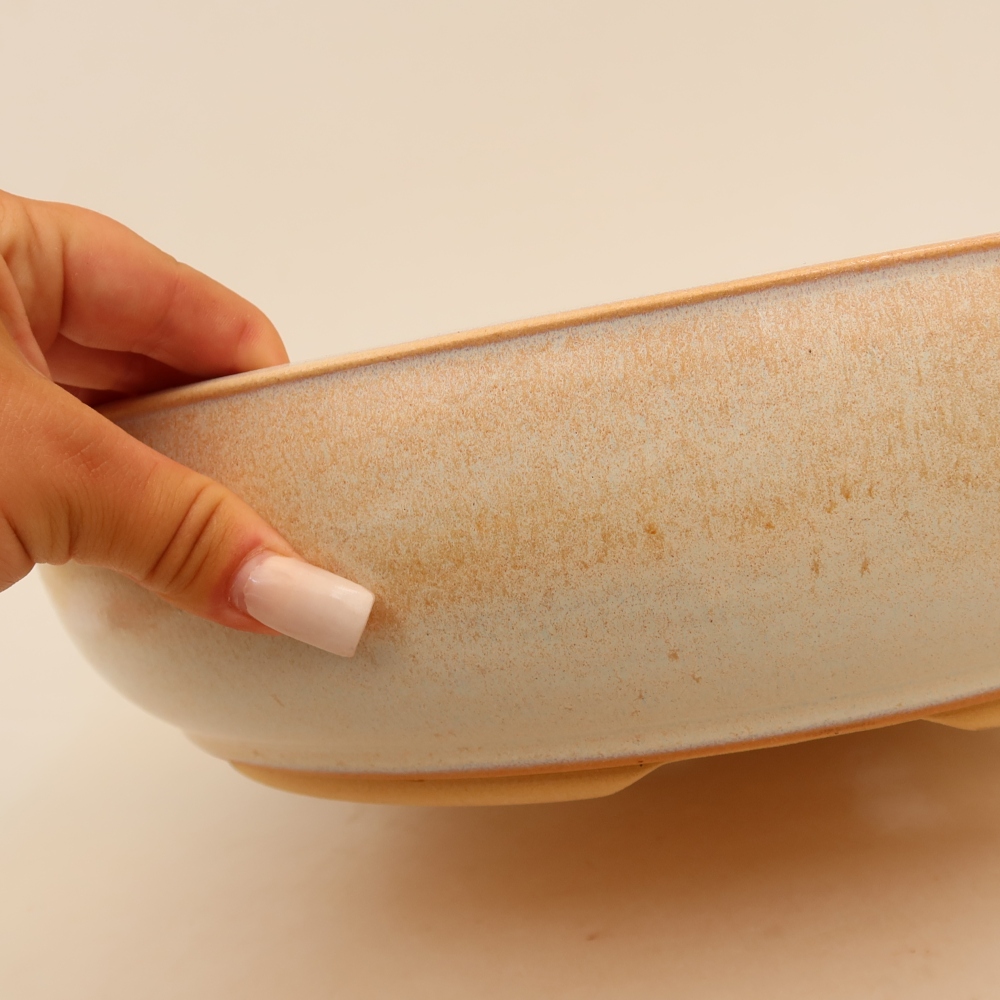Ceramiczna miska do bonsai 32,5 x 32,5 x 8,5 cm, kolor beżowy