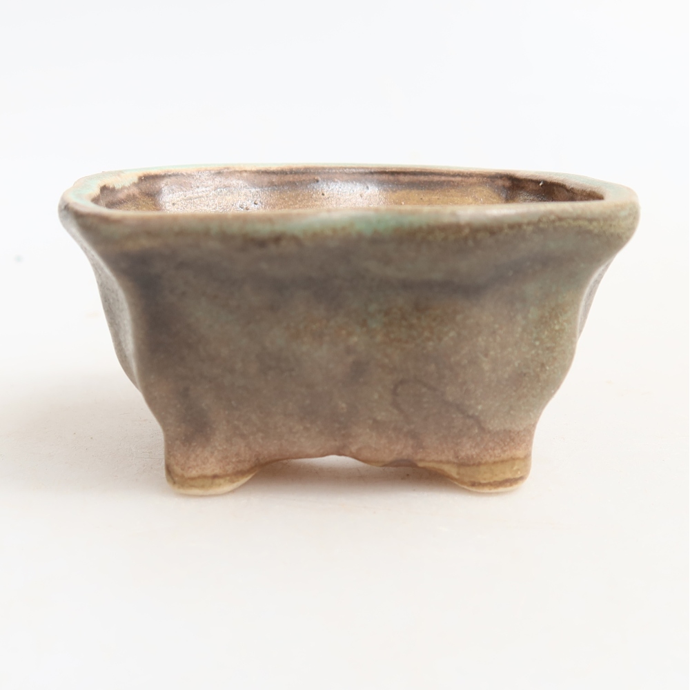 Ceramiczna miseczka do bonsai 7 x 7 x 3,5 cm, kolor zielony