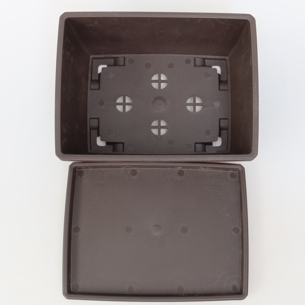 Plastikowa miska do bonsai MP-1, brązowa – 15 x 11 x 6 cm