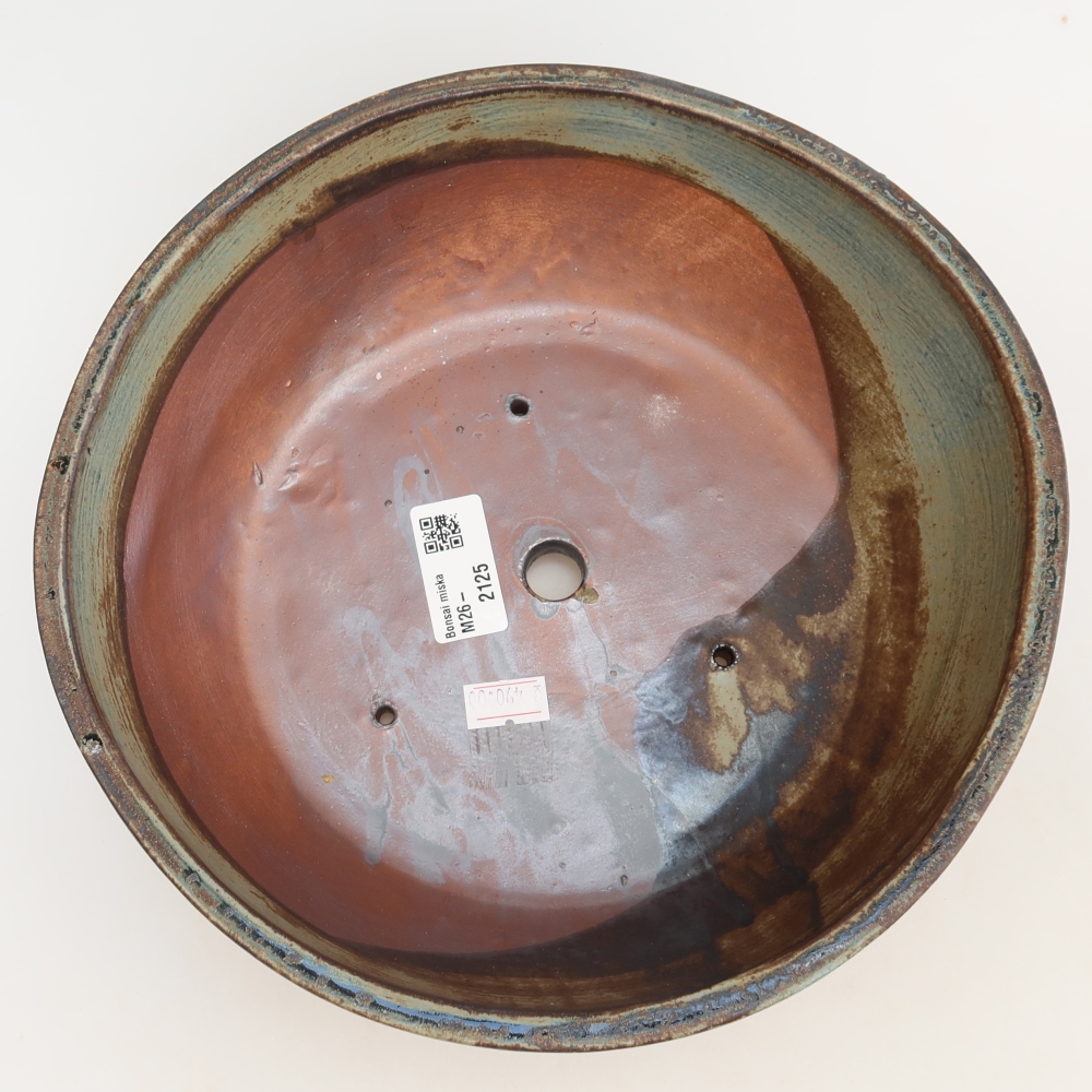 Ceramiczna miska do bonsai 24,5 x 24,5 x 7,5 cm, kolor brązowo-zielony