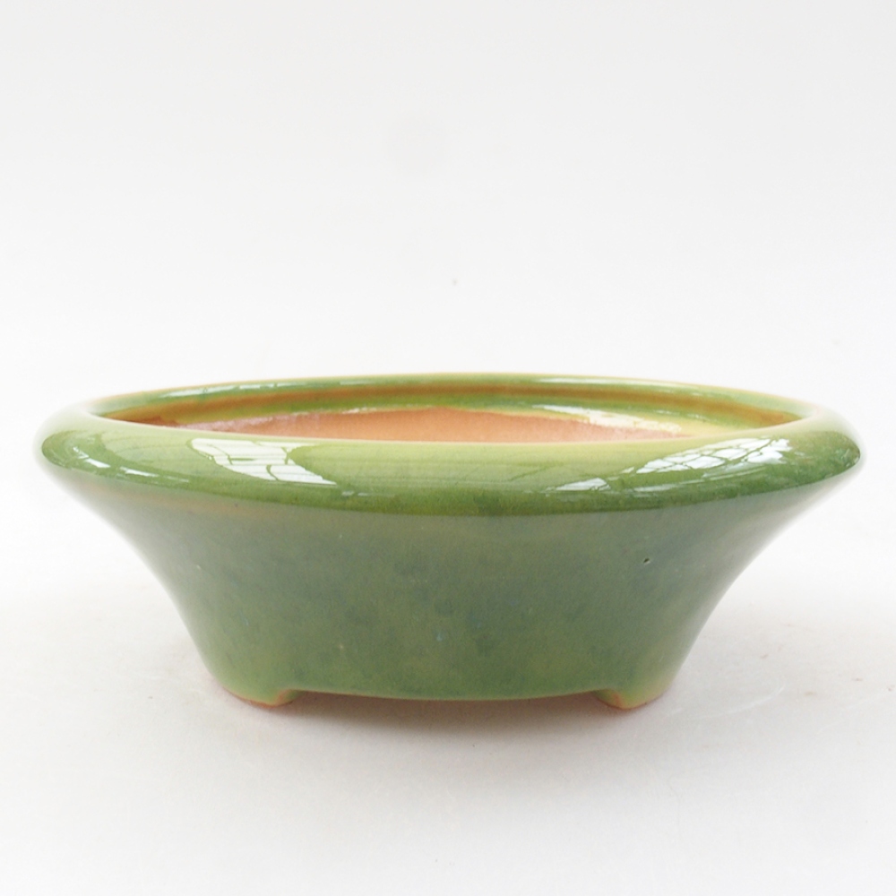 Ceramiczna miska bonsai 13,5 x 13,5 x 5 cm, kolor zielony