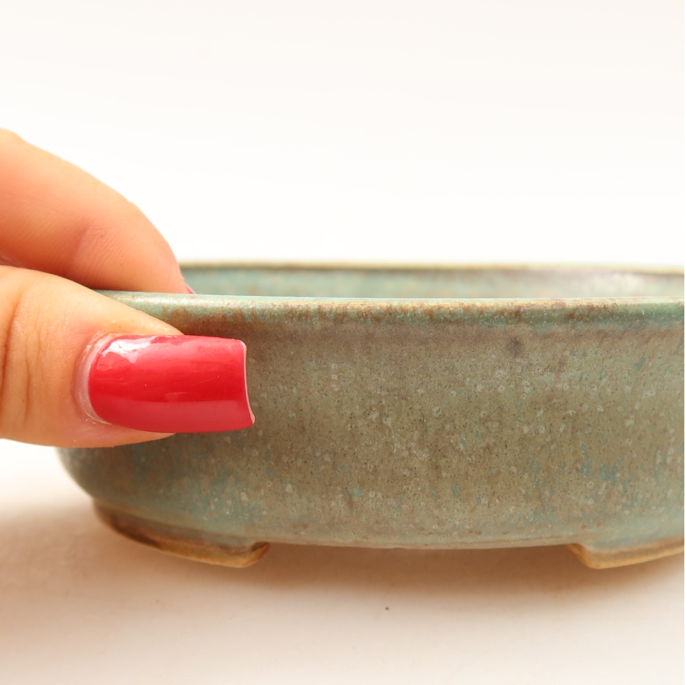 Ceramiczna miska do bonsai 12,5 x 11,5 x 3,5 cm, kolor zielony