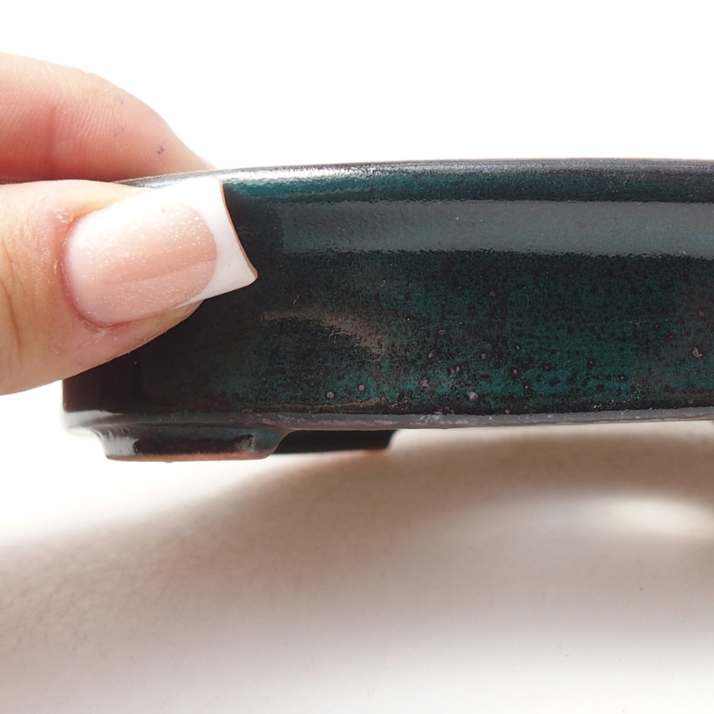Ceramiczna miska do bonsai 13 x 10,5 x 3 cm, zielona