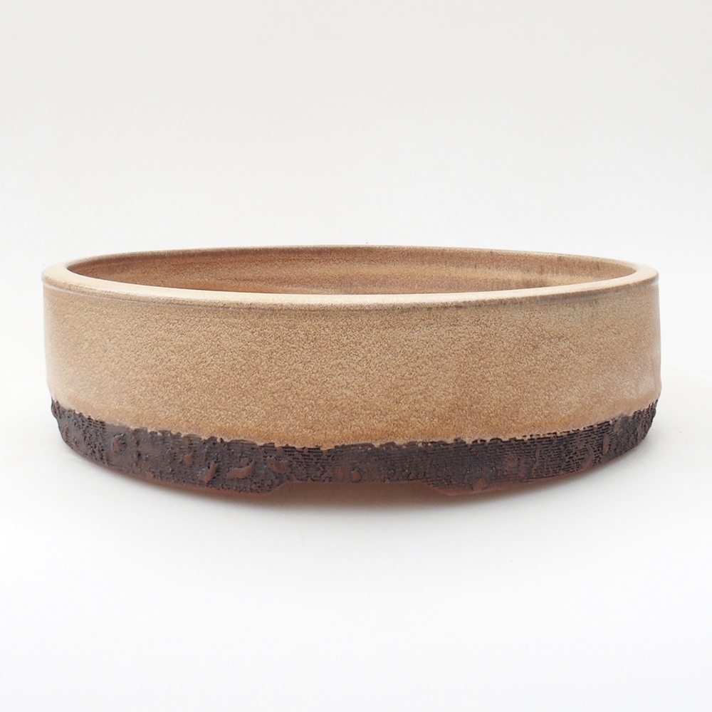 Ceramiczna miska bonsai 24,5 x 24,5 x 6,5 cm, kolor beżowy
