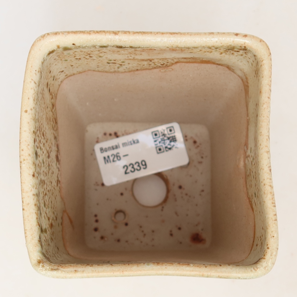 Ceramiczna miska do bonsai 7,5 x 7,5 x 11 cm, kolor beżowy