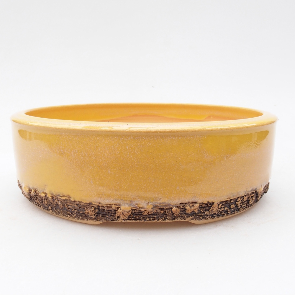 Ceramiczna miska bonsai 18 x 18 x 5,5 cm, kolor żółty