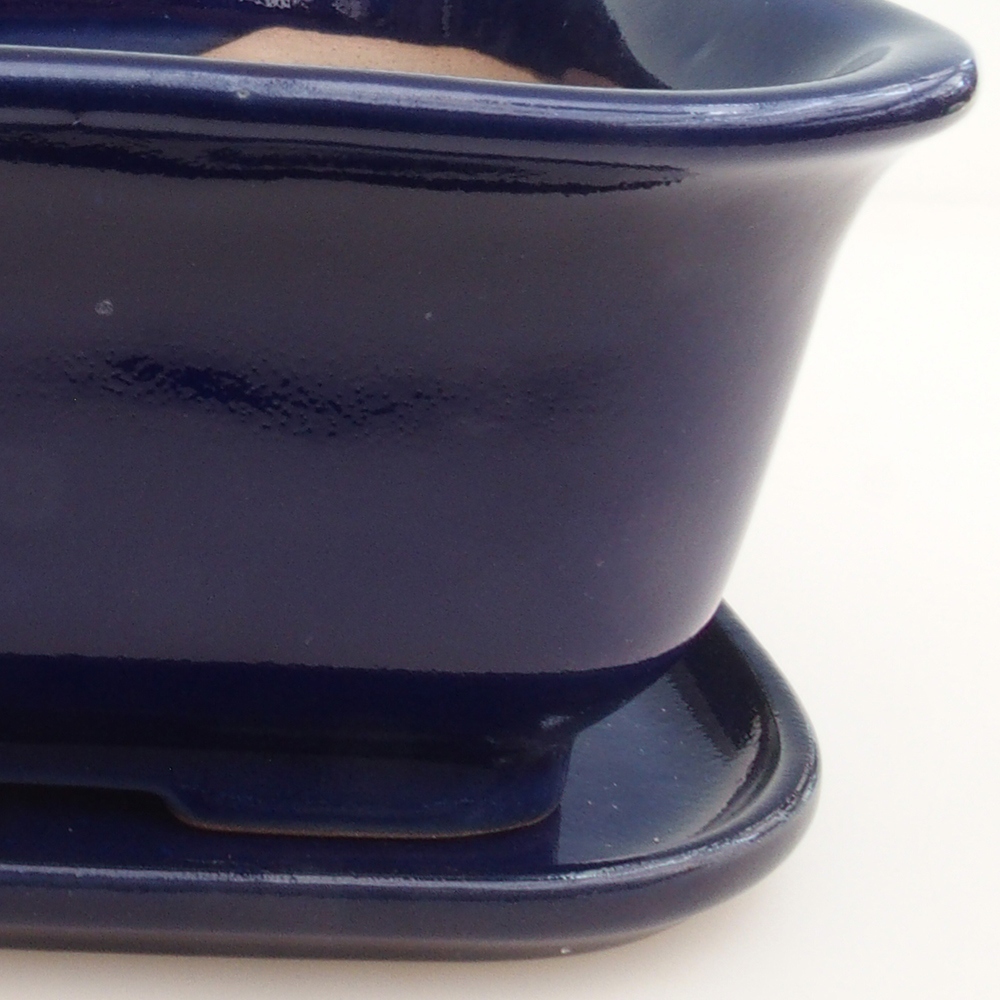 Bonsai bowl + spodek H36 - 17 x 15 x 7,5 cm. - niebieski