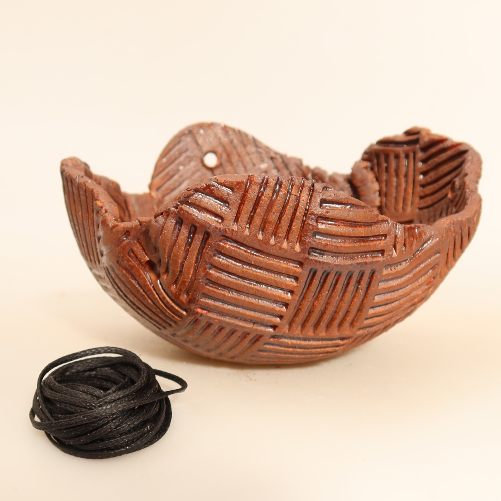 Ceramiczna skorupa do kokedamy 13,5 x 13 x 7,5 cm, kolor brązowy