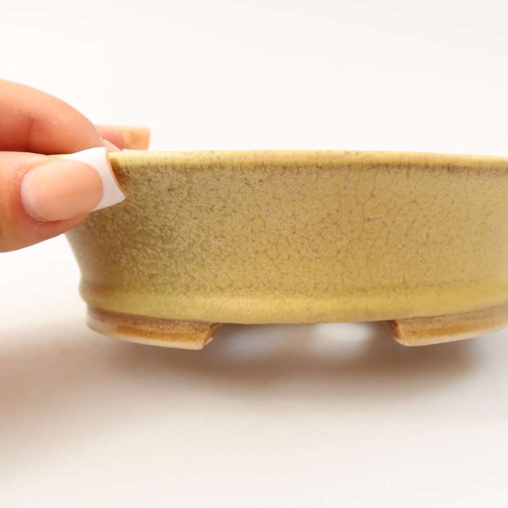 Ceramiczna miska do bonsai 14,5 x 12,5 x 4 cm, kolor żółty