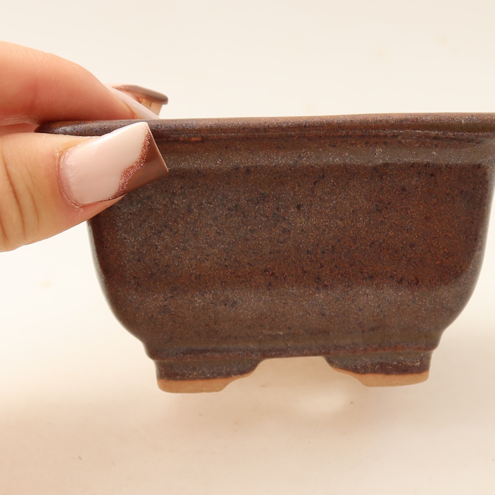 Ceramiczna miseczka do bonsai 9,5 x 9,5 x 5,5 cm, kolor brązowy