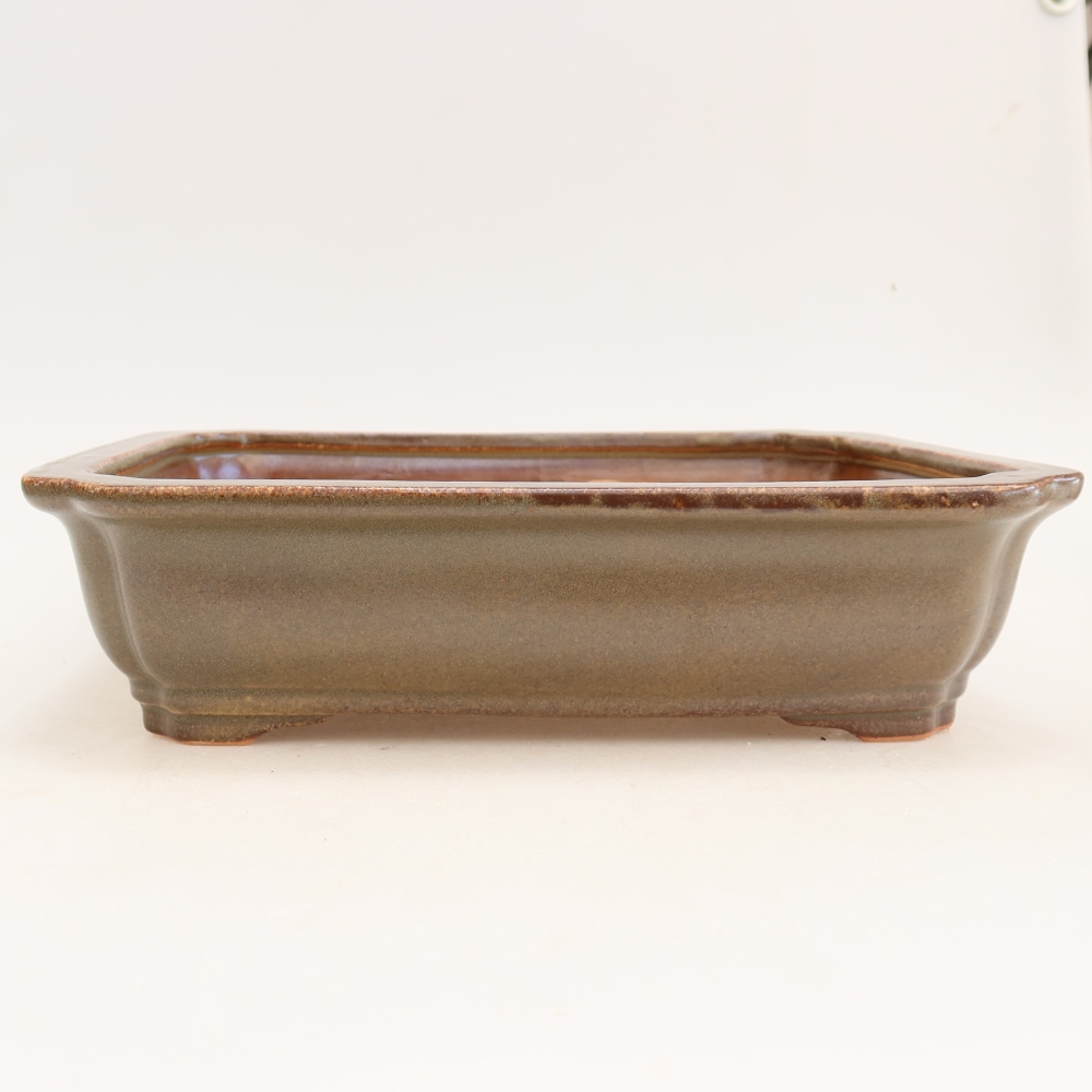 Ceramiczna miska do bonsai 27,5 x 21,5 x 7 cm, kolor brązowy