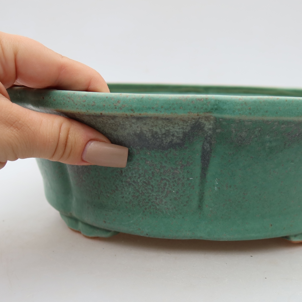 Ceramiczna miska do bonsai 26,5 x 26,5 x 8,5 cm, zielona