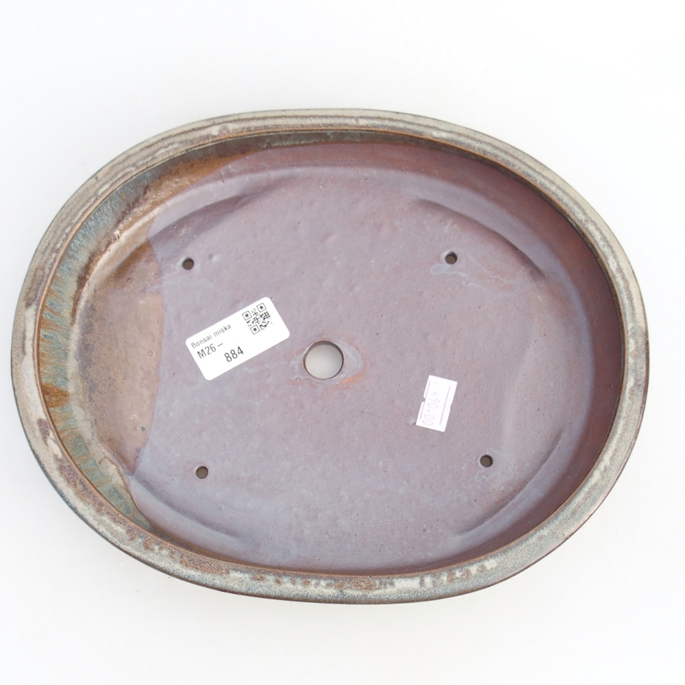 Ceramiczna miska na bonsai 24,5 x 20 x 4 cm, niebiesko-szara