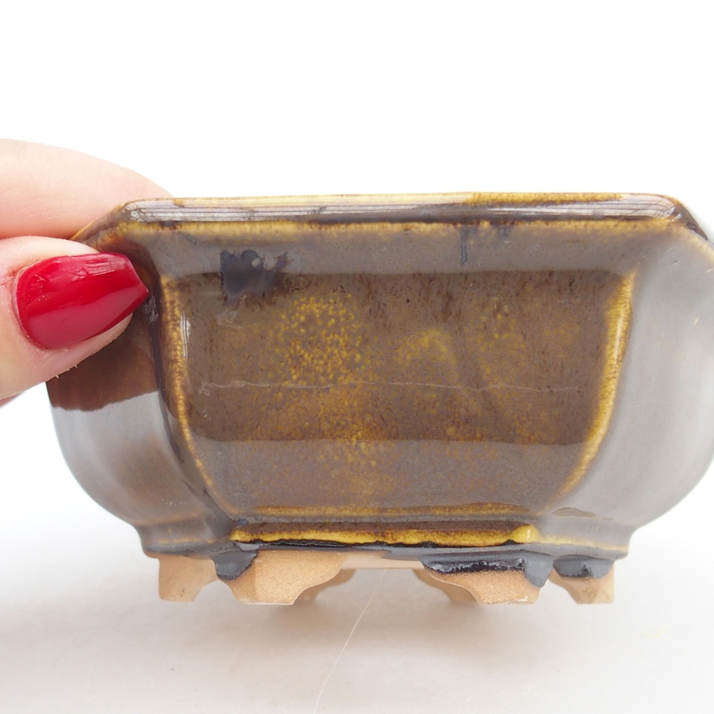 Ceramiczna miska do bonsai 12 x 10,5 x 4,5 cm, żółta