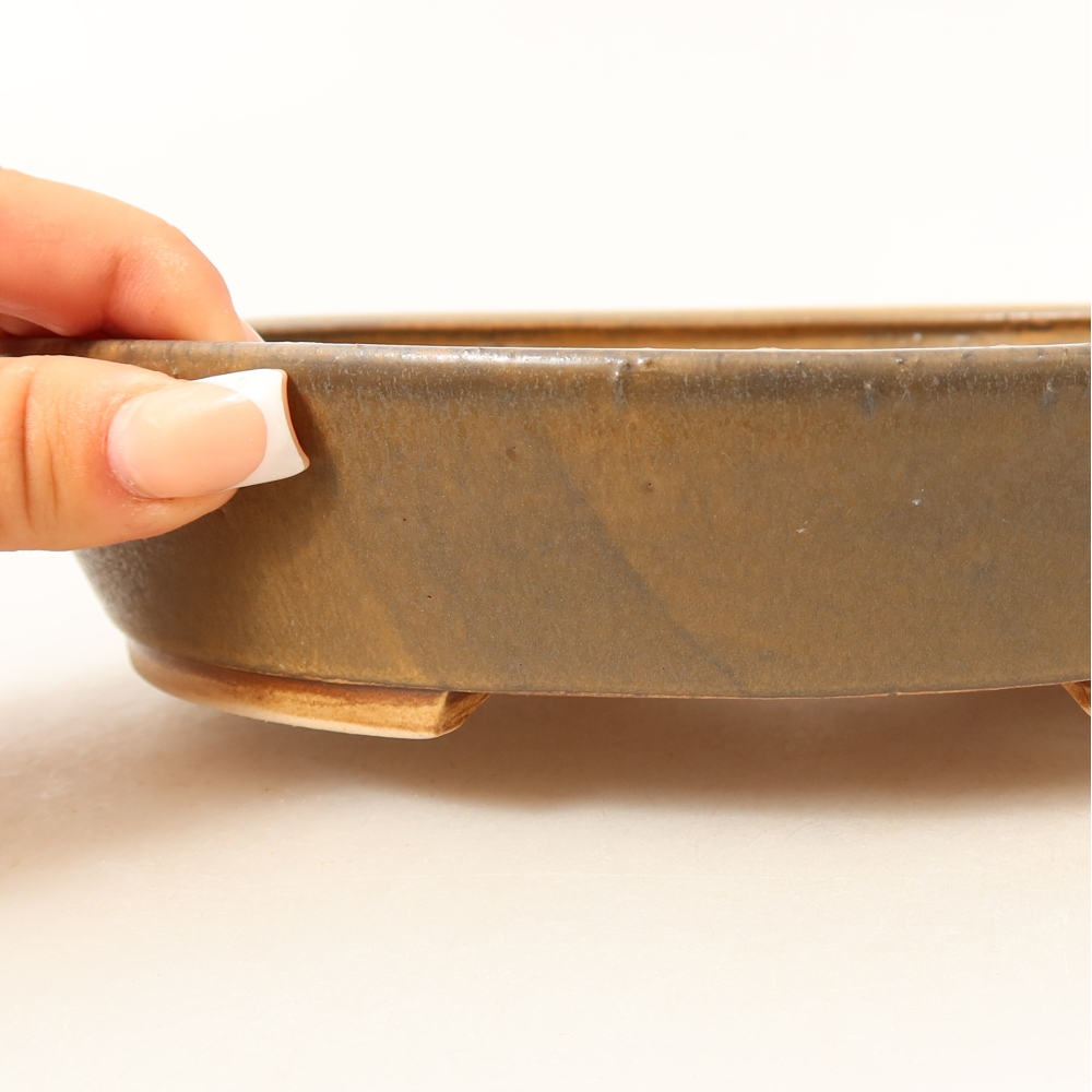 Ceramiczna miska na bonsai 21 x 19 x 4,5 cm, brązowa