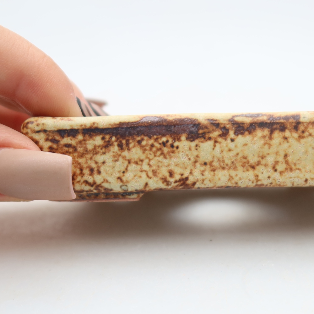 Ceramiczna miseczka do bonsai 10 x 7 x 2 cm, kolor beżowy