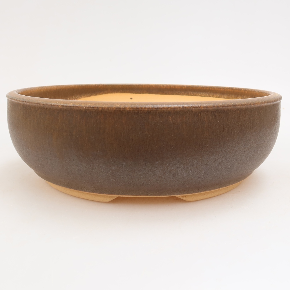 Ceramiczna miska do bonsai 22,5 x 22,5 x 7 cm, kolor brązowy