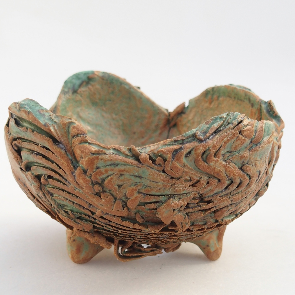 Ceramiczna muszla 9,5 x 9 x 6,5 cm, kolor brązowo-zielony