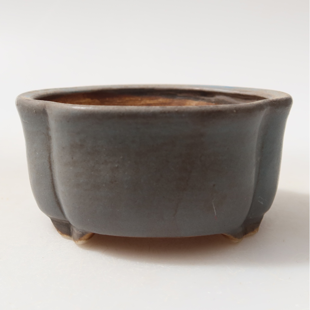 Ceramiczna miseczka do bonsai 8 x 7,5 x 3,5 cm, kolor niebieski