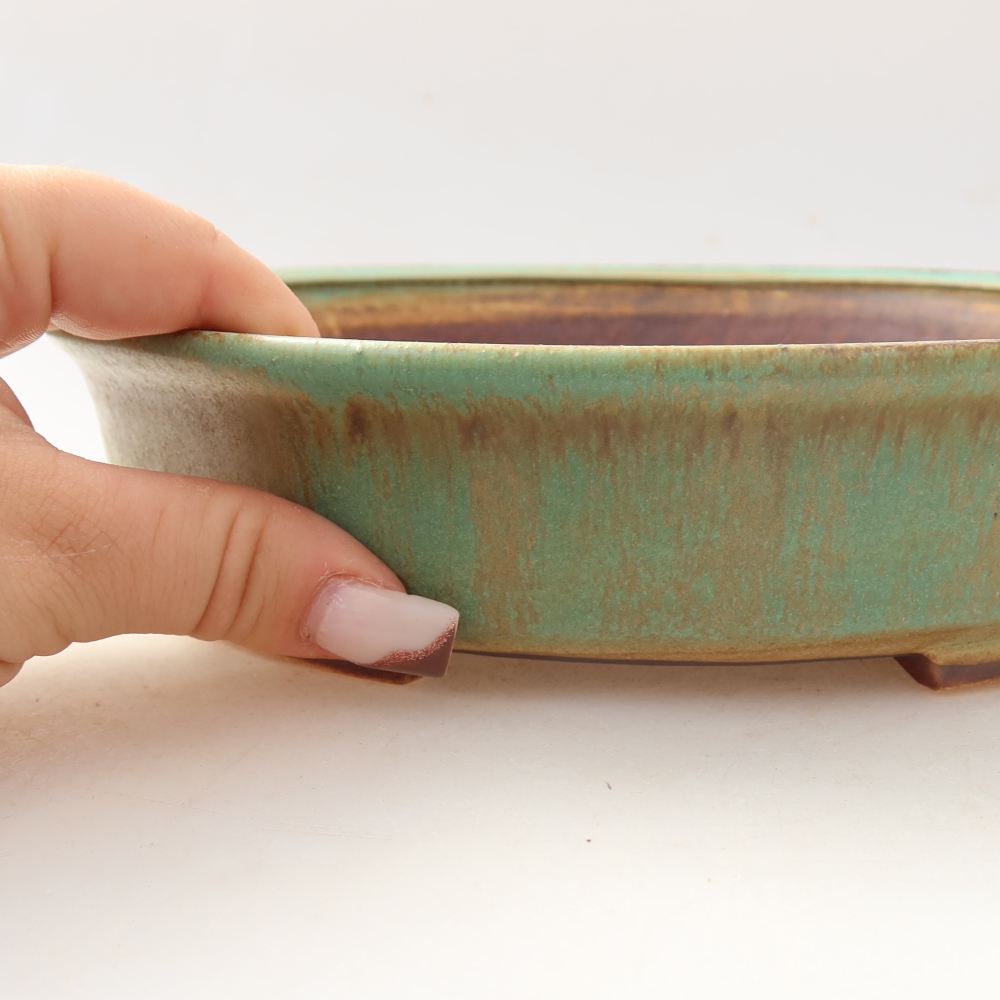Ceramiczna miska do bonsai 21 x 19 x 5 cm, kolor zielony
