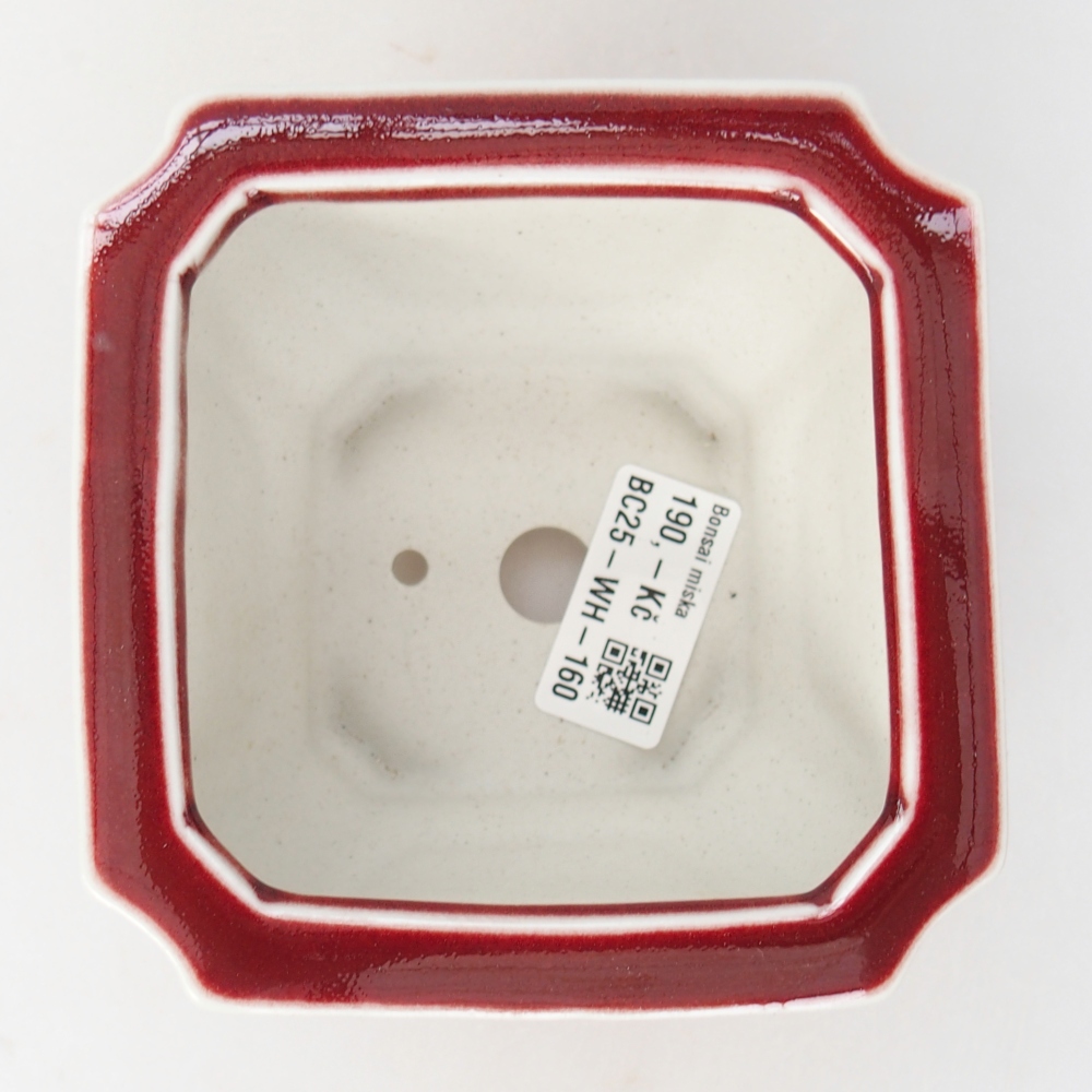 Ceramiczna miska bonsai 11 x 11 x 7 cm, kolor czerwony