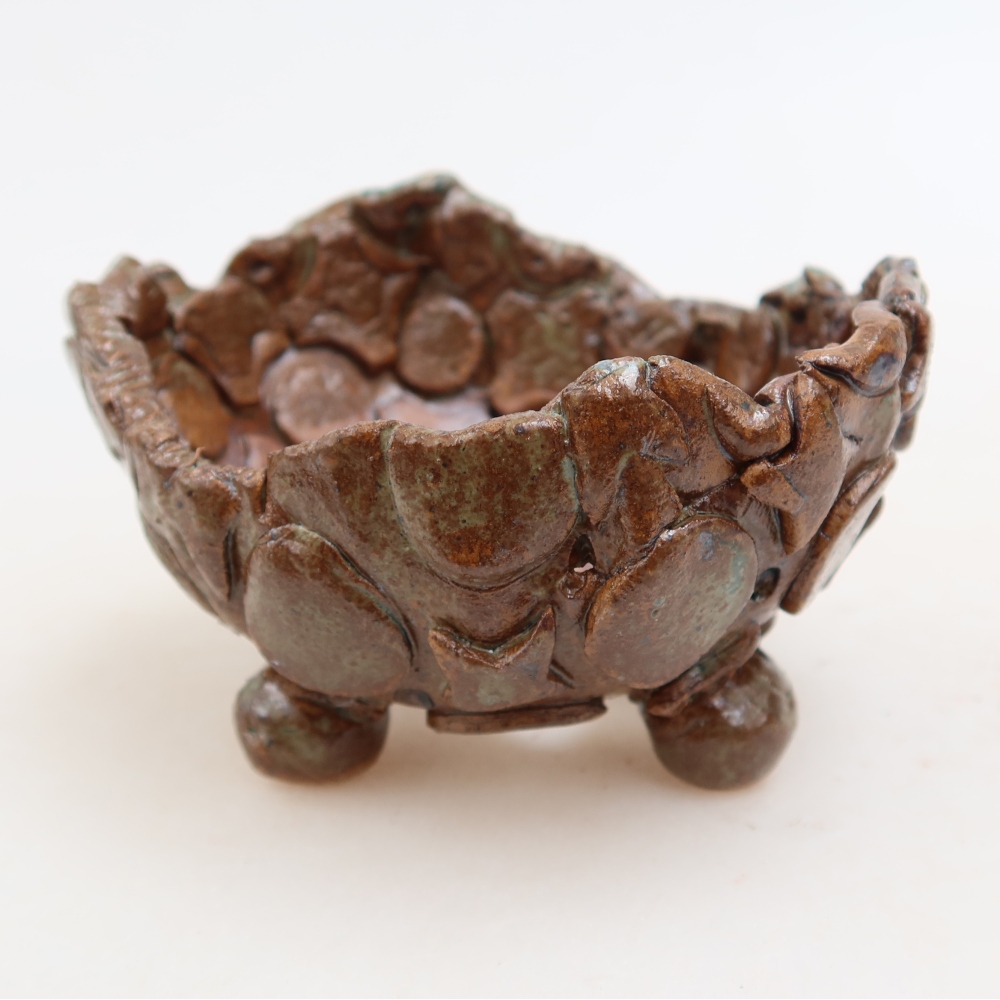 Ceramiczna skorupa  9 x 8 x 5 cm, kolor brązowo-zielony