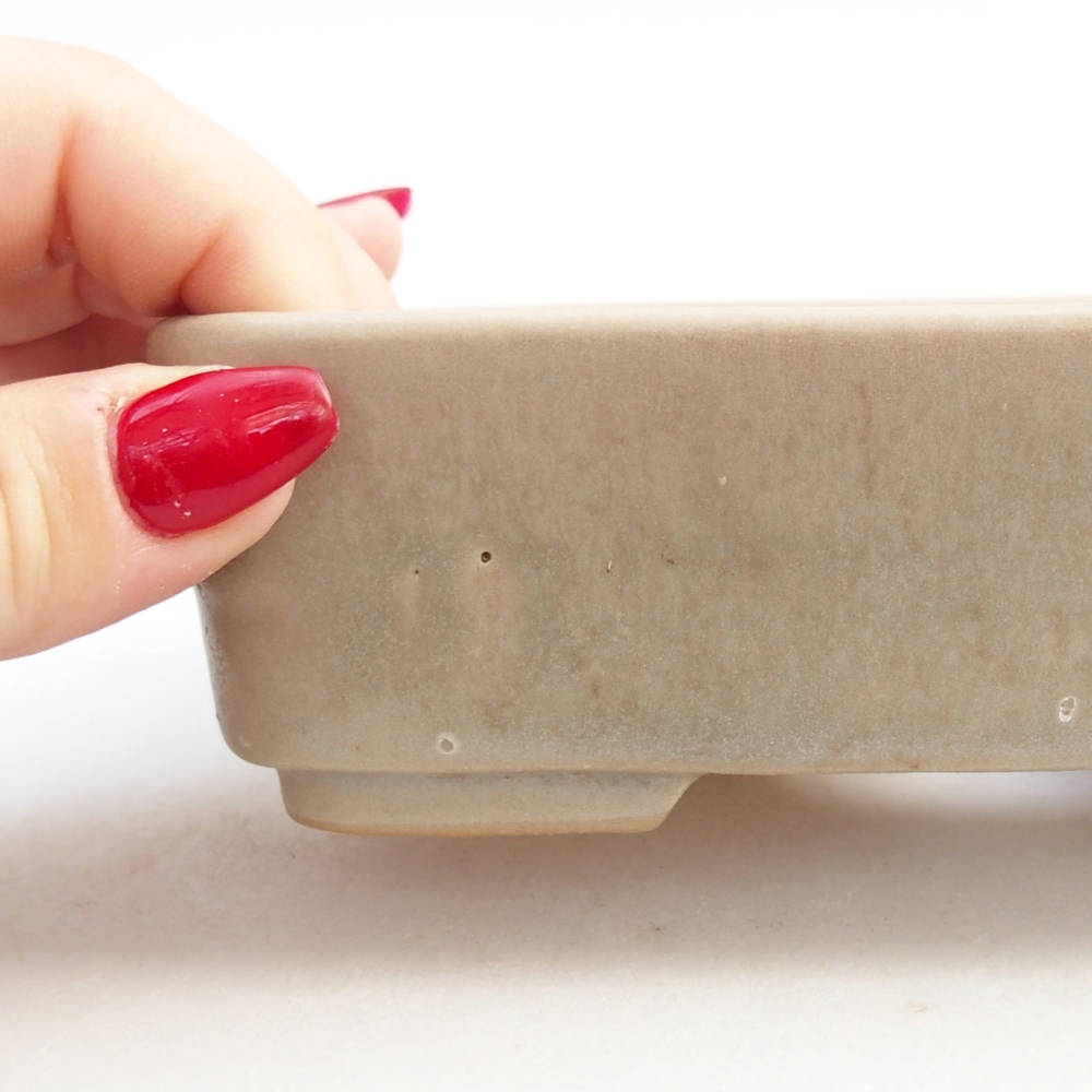 Ceramiczna miska do bonsai 14,5 x 10,5 x 4,5 cm, kolor beżowy