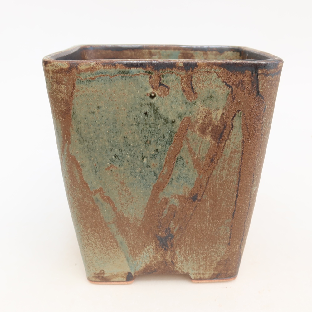 Ceramiczna miska na bonsai 14 x 14 x 15 cm, brązowa