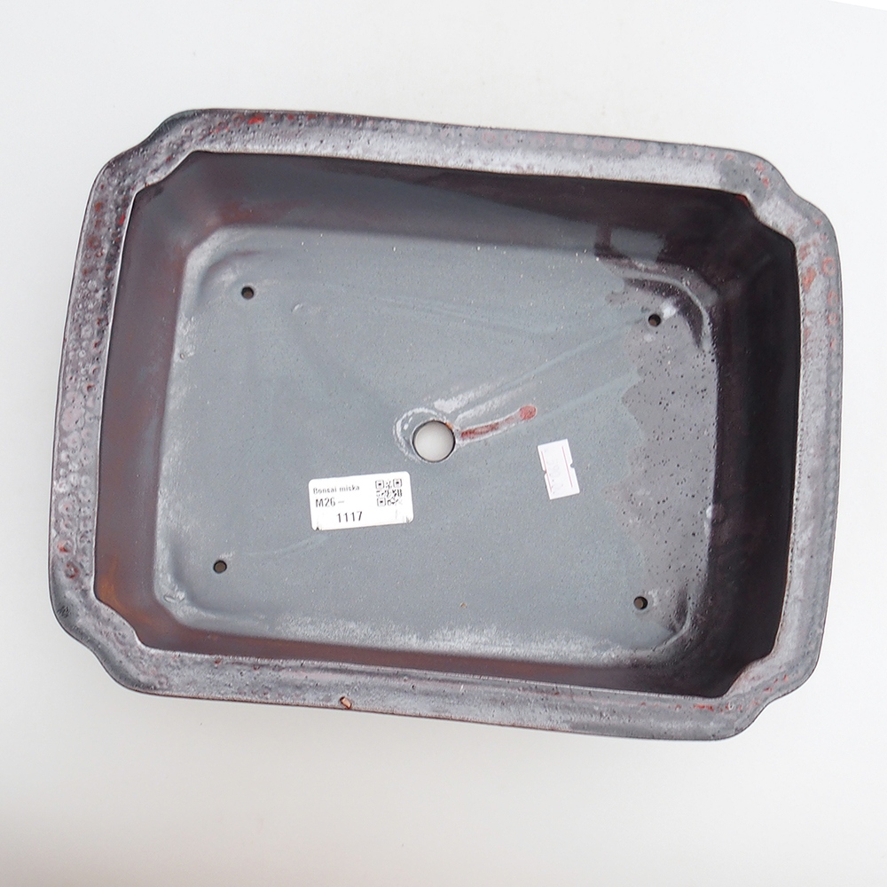 Ceramiczna miska bonsai 27 x 21 x 7 cm, kolor czarno-czerwony