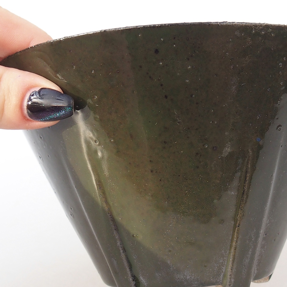 Ceramiczna miska do bonsai 15 x 15 x 9 cm, zielona