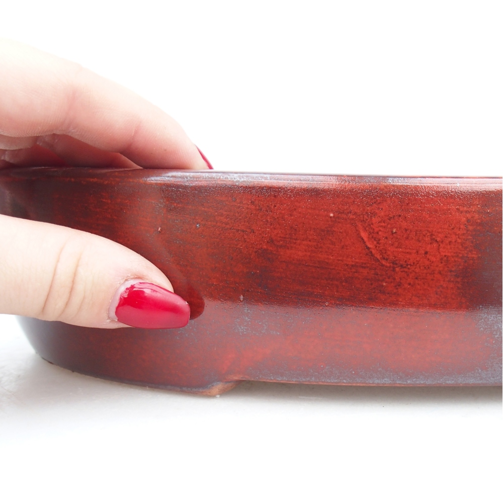 Ceramiczna miska bonsai 27 x 21 x 5 cm, kolor czerwony